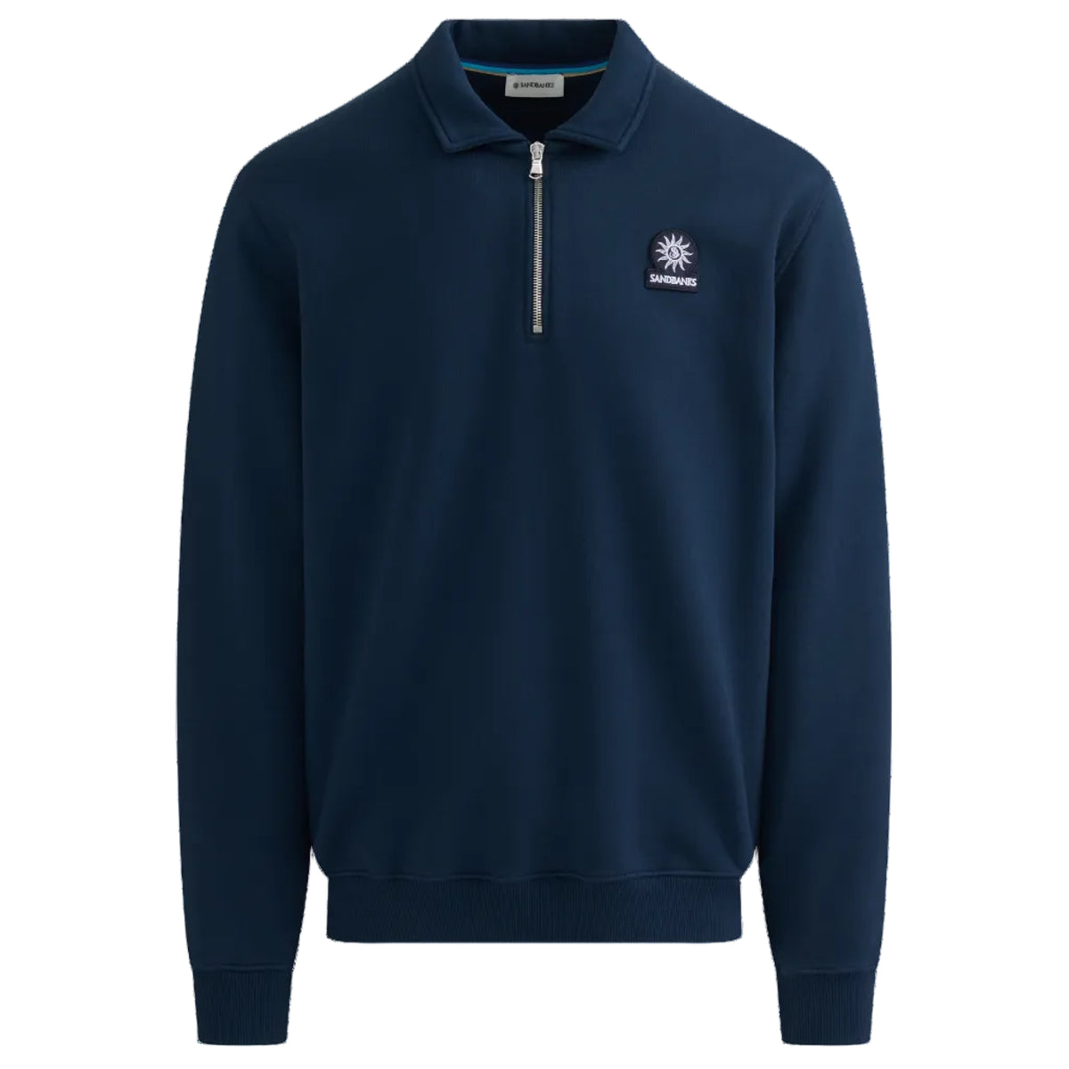 Sandbanks Quarter Zip Polo Collar Sweatshirt: NAVY