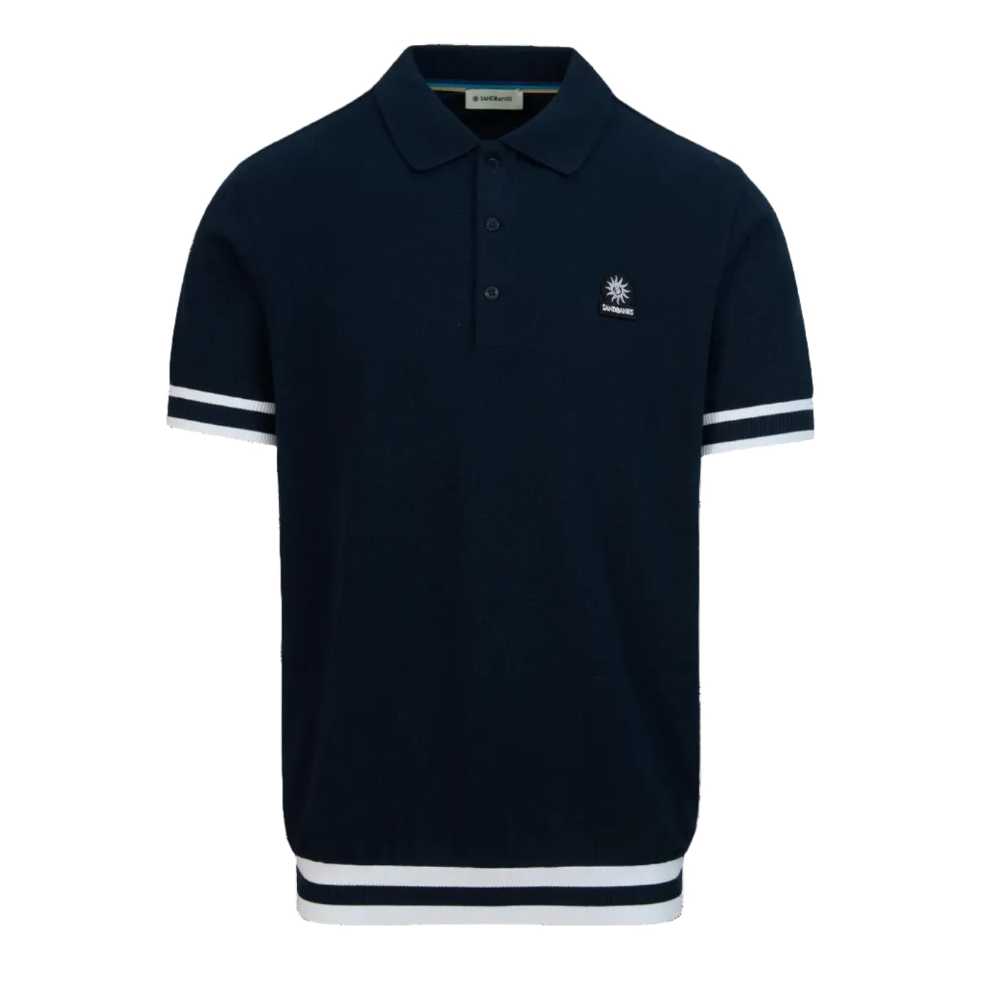 Sandbanks Stripe Hem Polo Shirt: NAVY