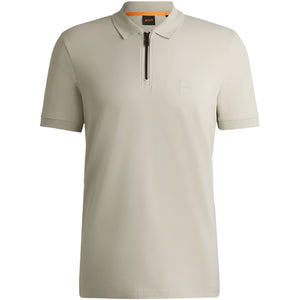 Hugo Boss Orange Passerzip Polo Shirt: LIGHT BEIGE