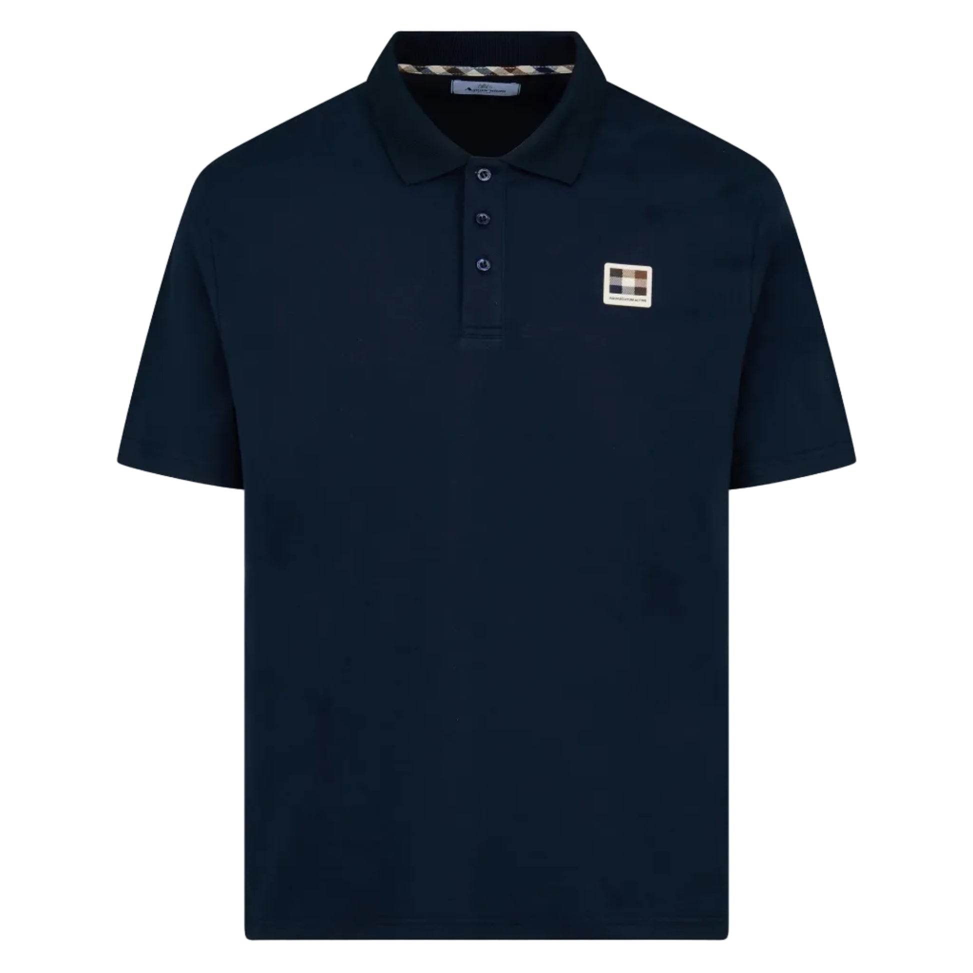 Aquascutum Active Piquet Badge Polo Shirt: NAVY