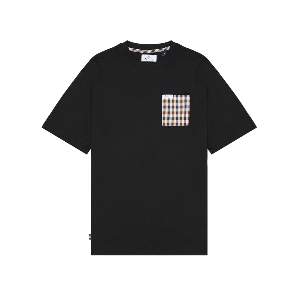 Aquascutum Active Club Check Iconic Pocket T-Shirt: BLACK