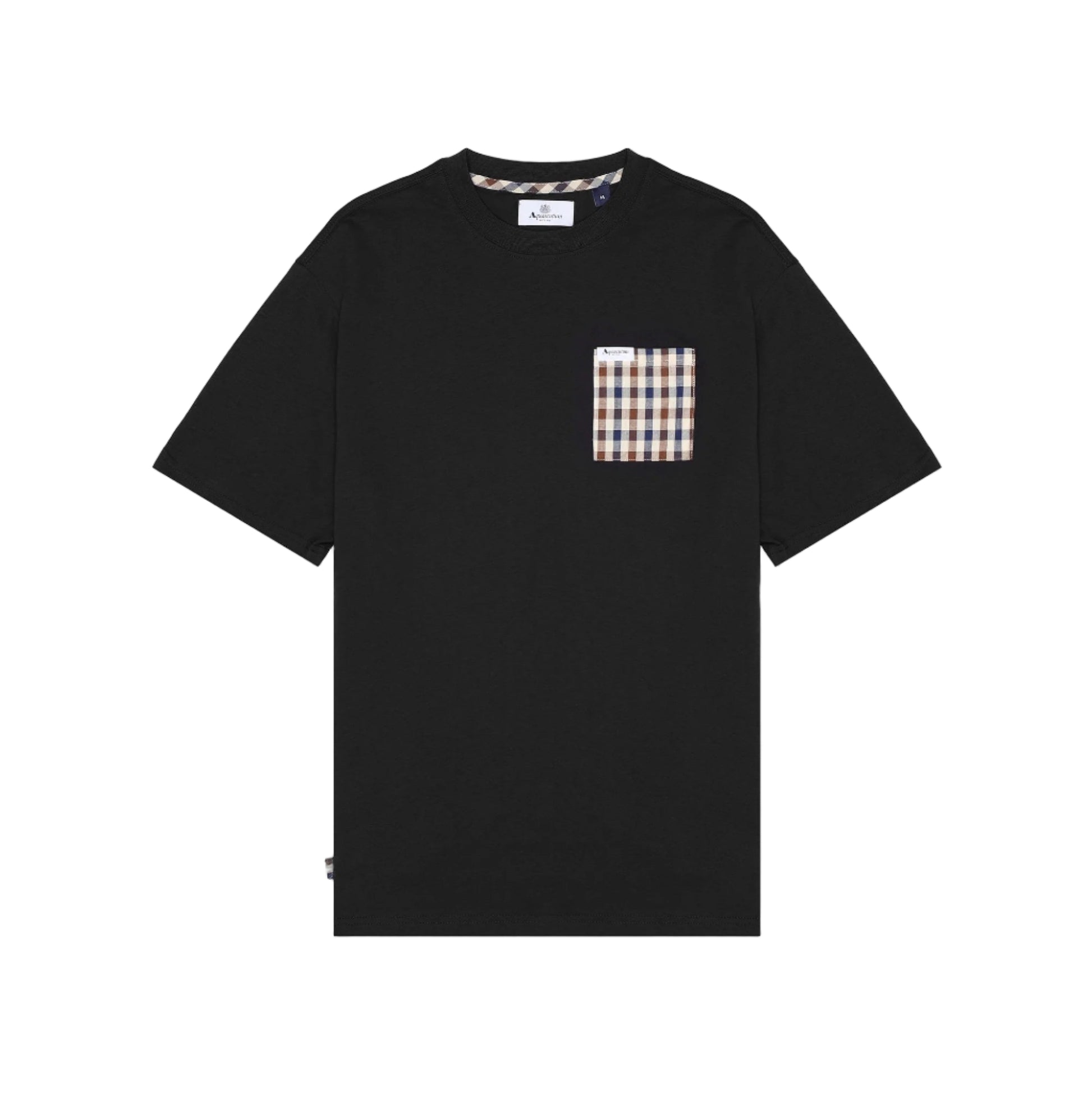 Aquascutum Active Club Check Iconic Pocket T-Shirt: BLACK