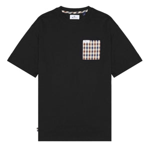 Aquascutum Active Club Check Iconic Pocket T-Shirt: BLACK
