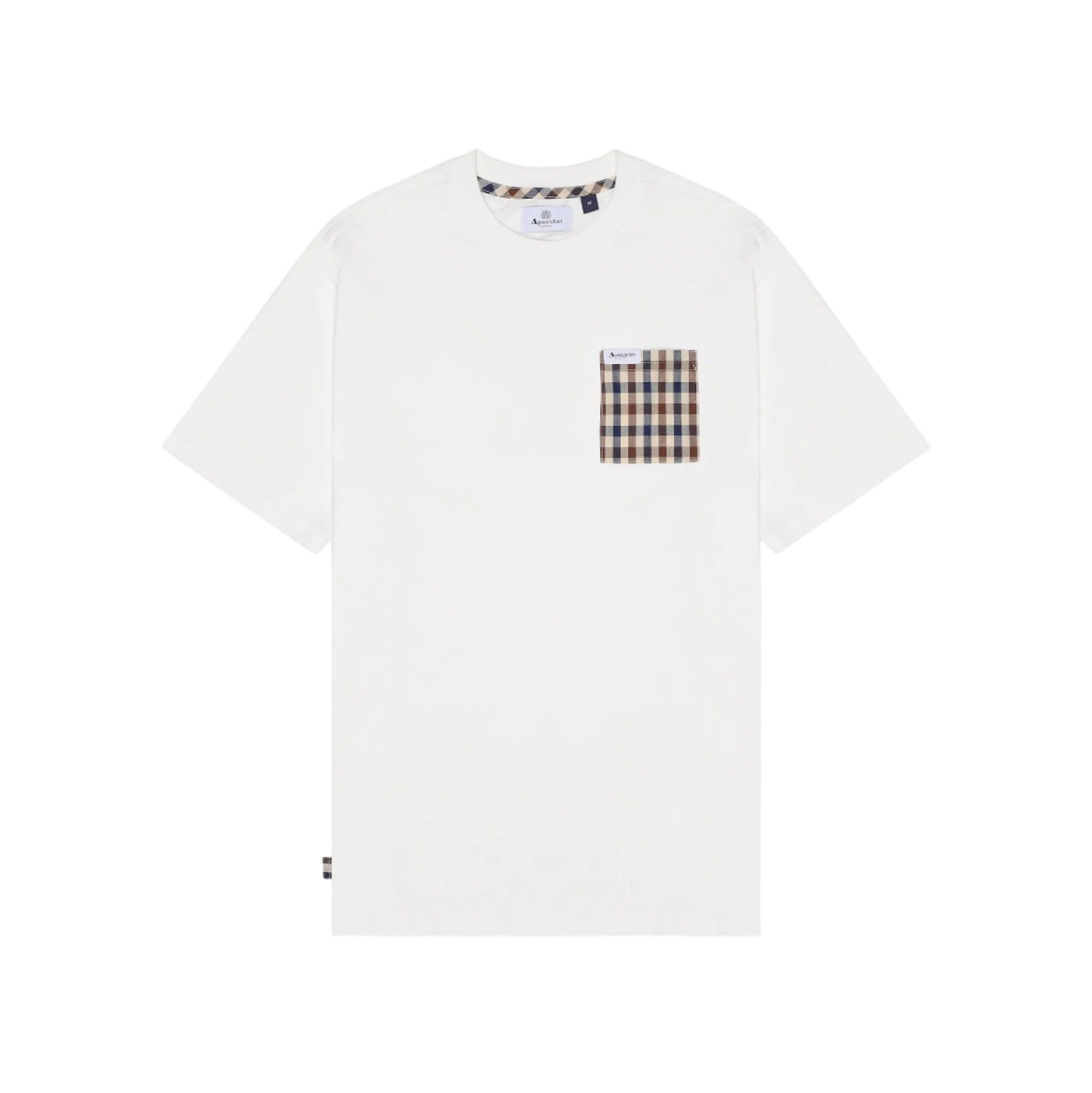 Aquascutum Active Club Check Iconic Pocket T-Shirt: NATURAL