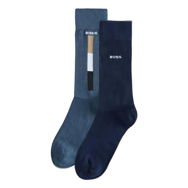 Hugo Boss Orange 2 Pack Iconic Sock: NAVY/BLUE