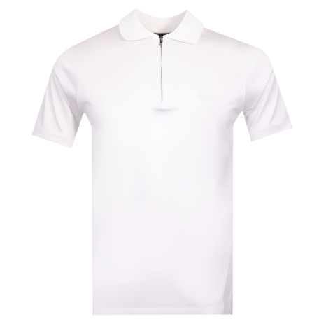 Emporio Armani 1/4 Zip Polo Shirt: WHITE