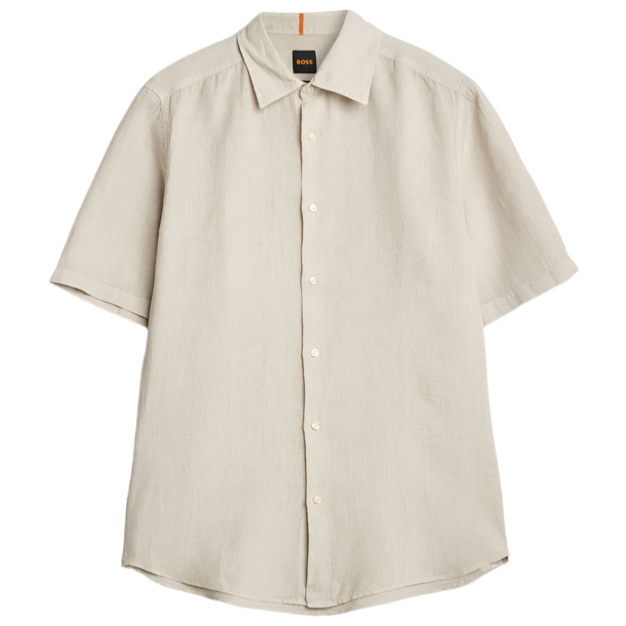 Hugo Boss Orange Rash_2 Linen S/S Shirt: LIGHT BEIGE