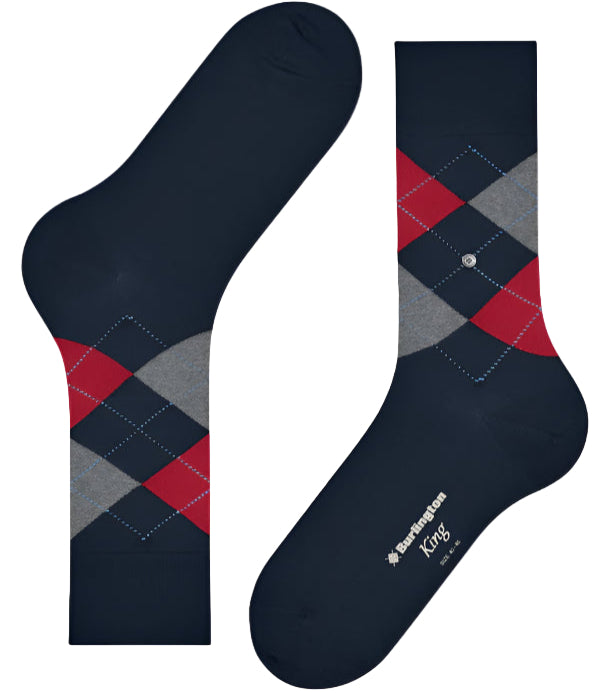 Burlington King Sock: NAVY/RED