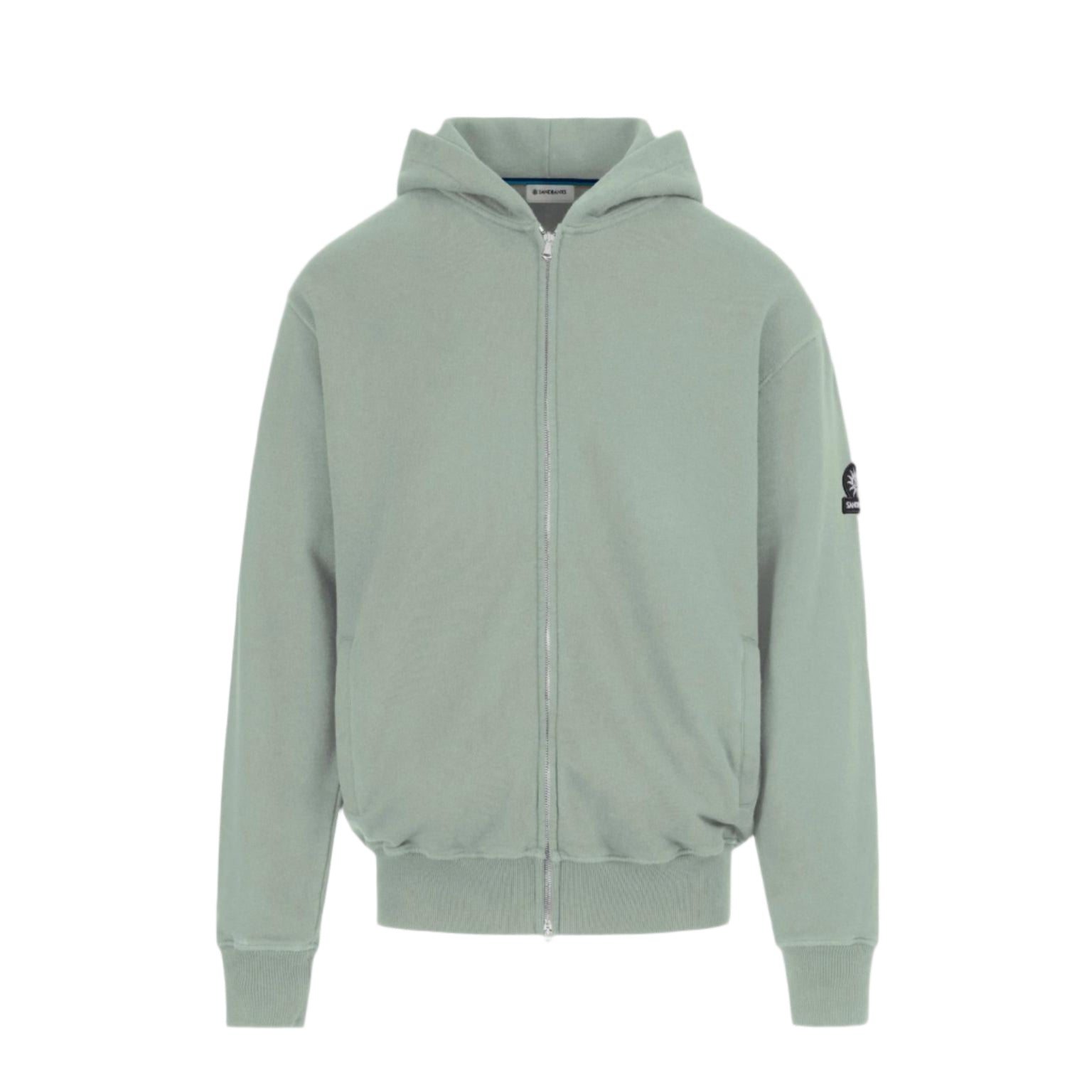 Sandbanks Badge Logo Zip Hoodie: SAGE