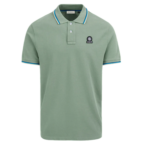 Sandbanks Badge Logo Tipped Polo Shirt: SAGE