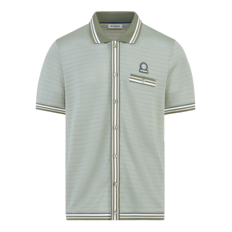 Sandbanks Textured Jacquard Polo Shirt: SAGE