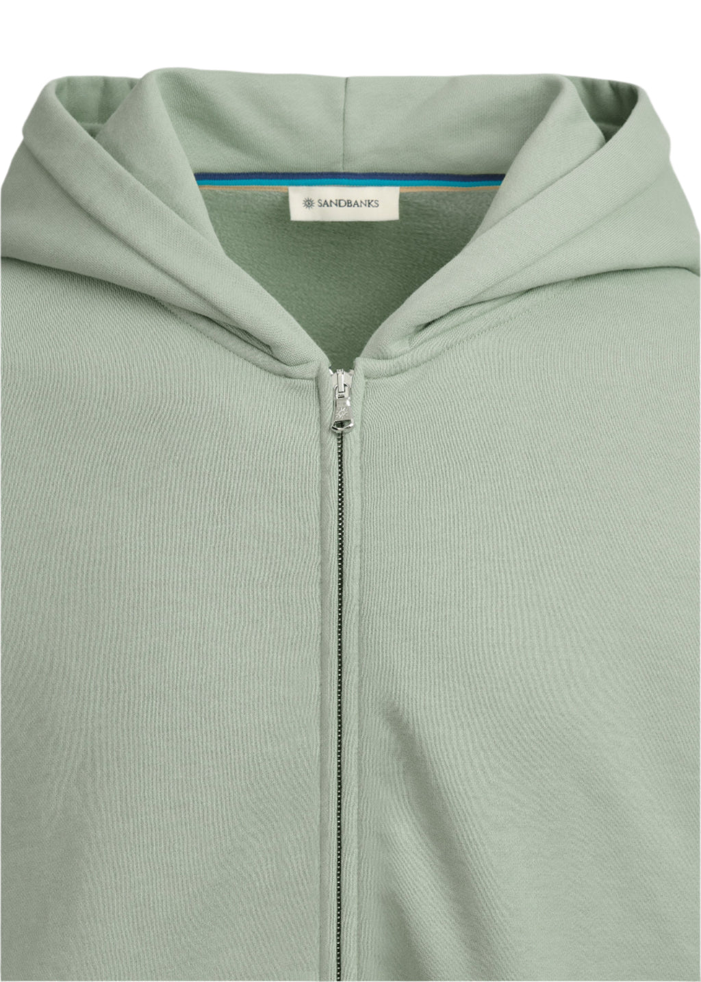 Sandbanks Badge Logo Zip Hoodie: SAGE