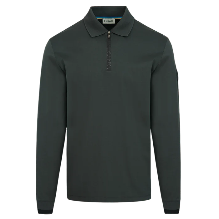 Sandbanks Silicone Zip L/S Polo Shirt: ANTHRACITE