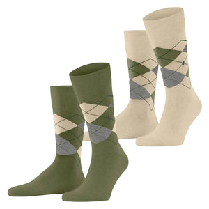 Burlington Everyday 2 Pack Argyle Sock: SAGE/STONE