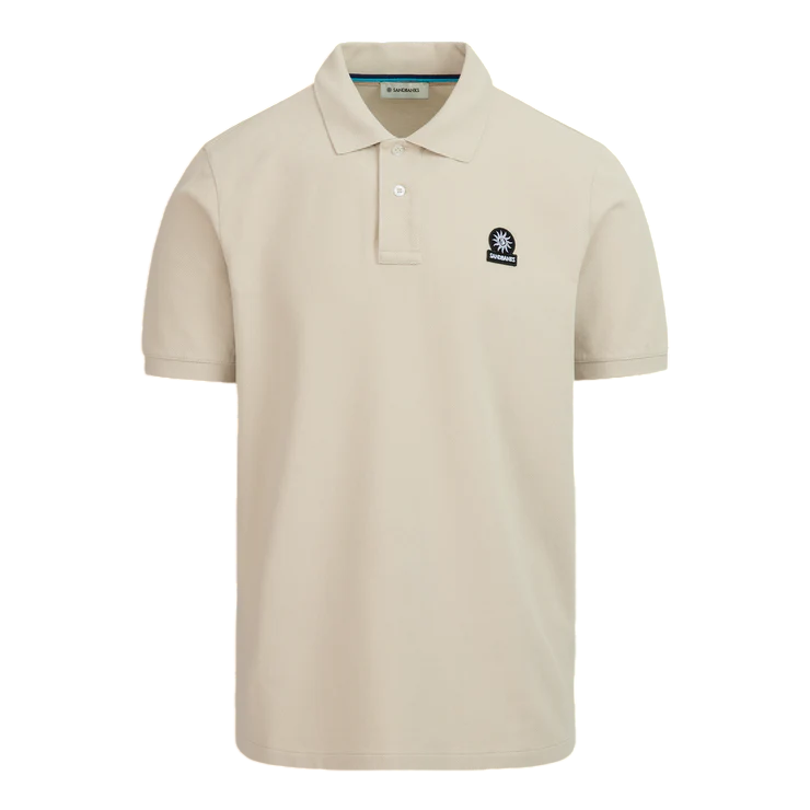 Sandbanks Badge Logo Polo Shirt: STONE