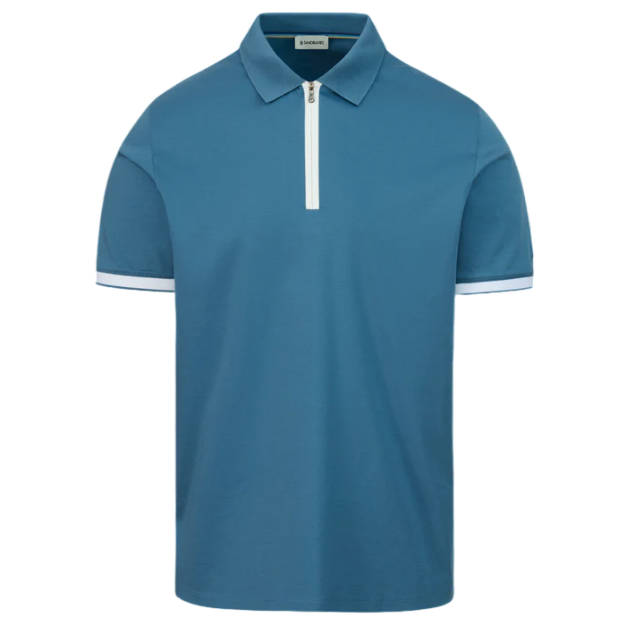 Sandbanks Silicone Zip Polo Shirt: TEAL