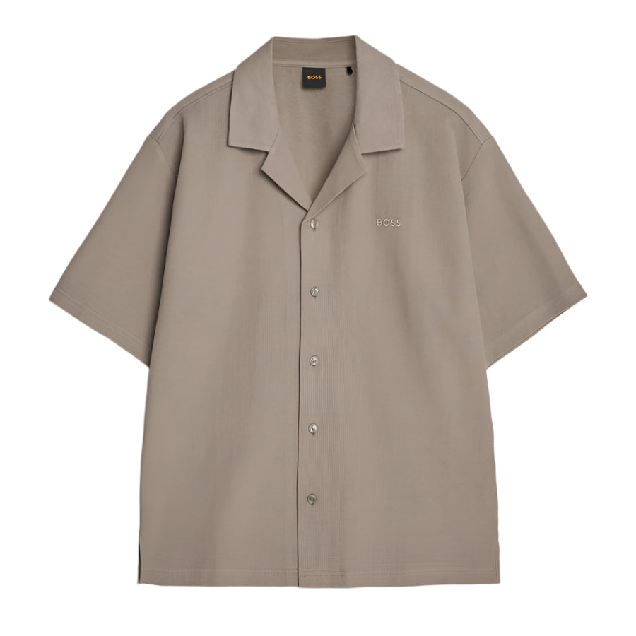 Hugo Boss Orange Pe_Waffle Shirt: OPEN BEIGE