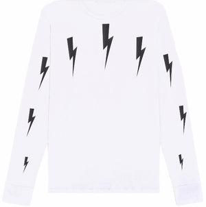 Neil Barrett Halo Bolt White L/S T-Shirt Hemingco