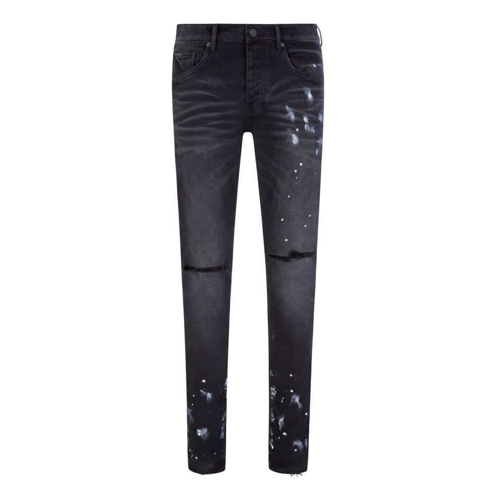 
                
                    Load image into Gallery viewer, Purple Brand Resin Knee Slit Jeans Black HemingCo
                
            